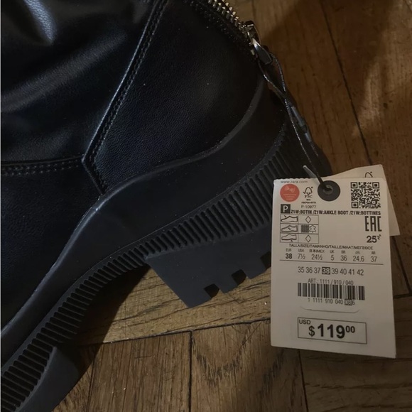 Zara Faux Leather Sock Boots - Picture 3 of 6